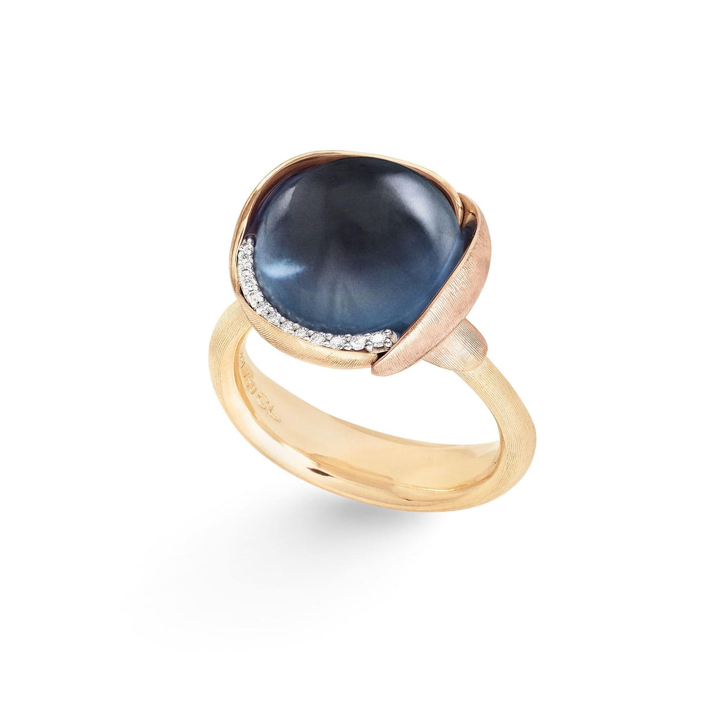 Ole Lynggaard Lotus London Blue Topaz & Diamond Ring - Size 3
