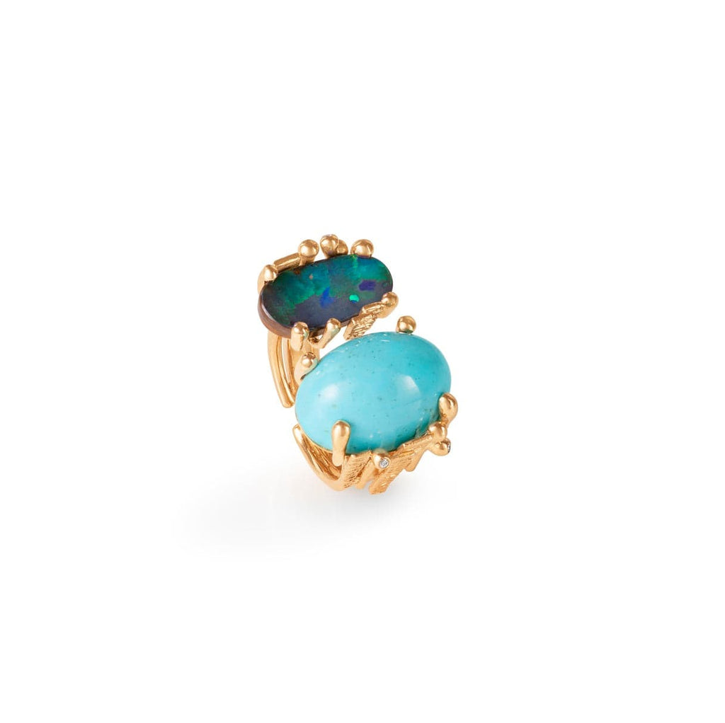 Ole Lynggaard Turquoise, Opal and Diamond BoHo Ring