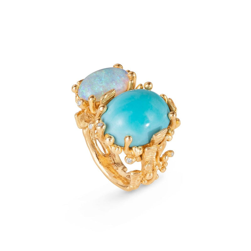 Ole Lynggaard Turquoise, Opal, and Diamond BoHo Ring
