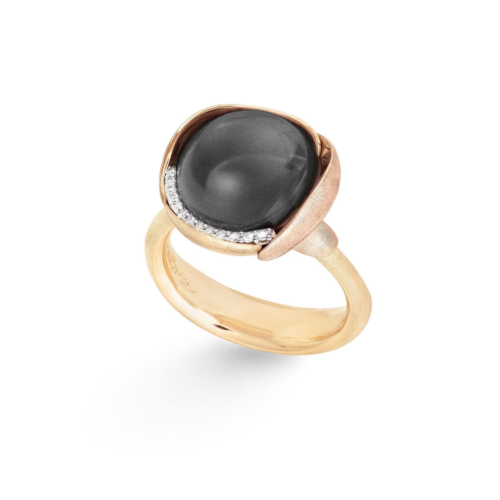 Ole Lynggaard Lotus Grey Moonstone & Diamond Ring -  Size 3